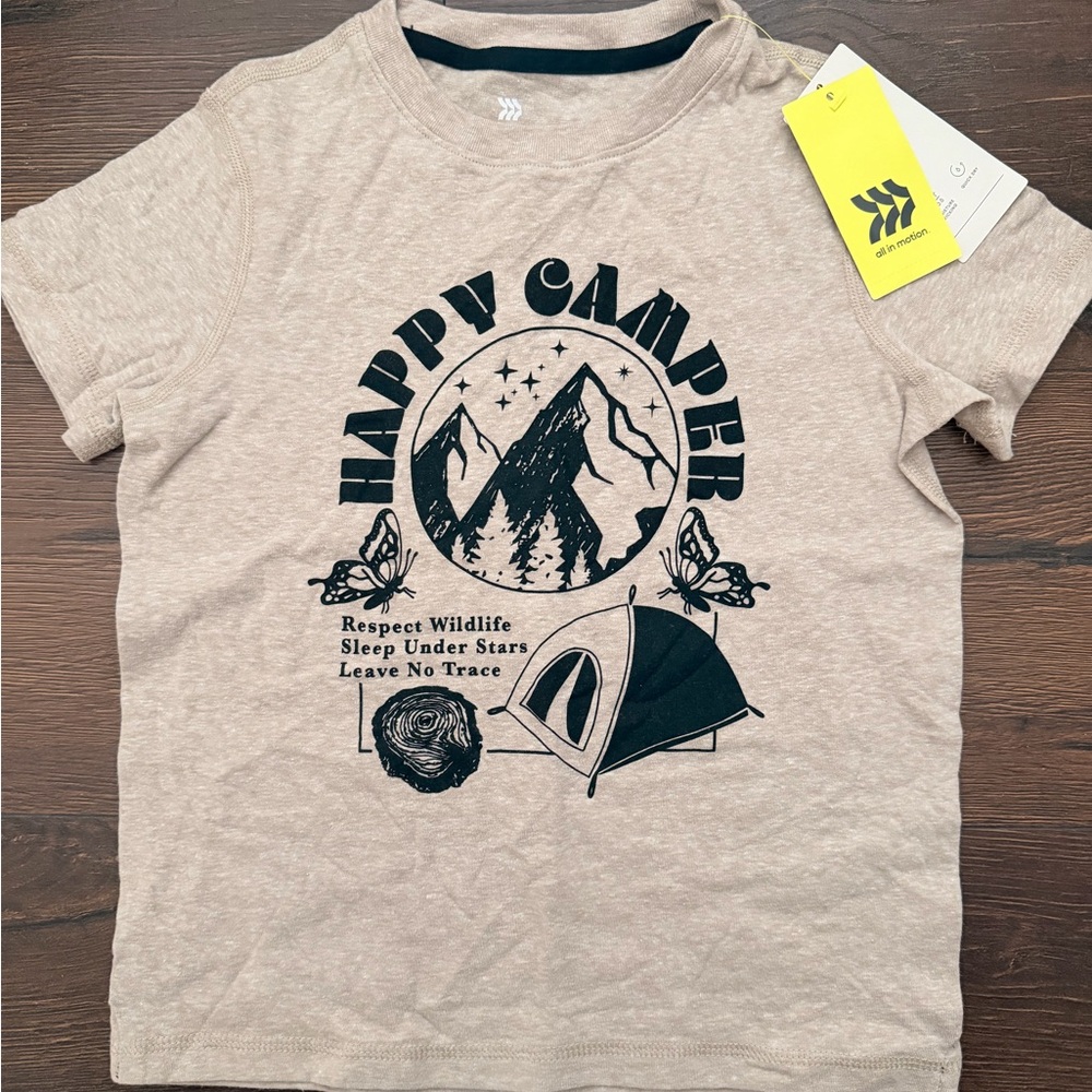 NEW All in Motion Kids Tan 'Happy Camper' Top